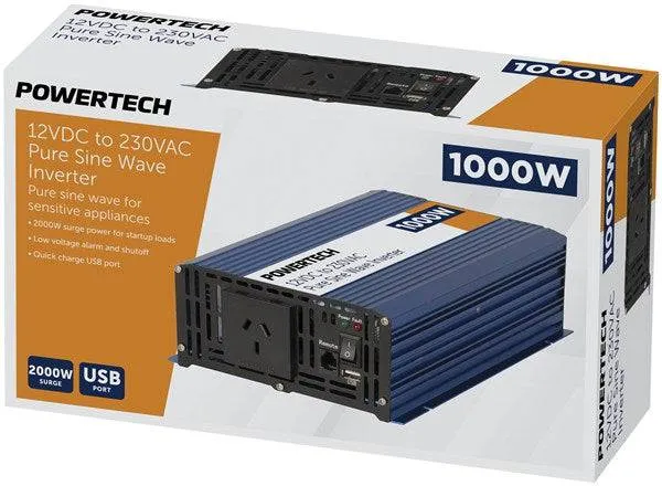 1000W 12VDC to 240VAC Pure Sine Wave Inverter