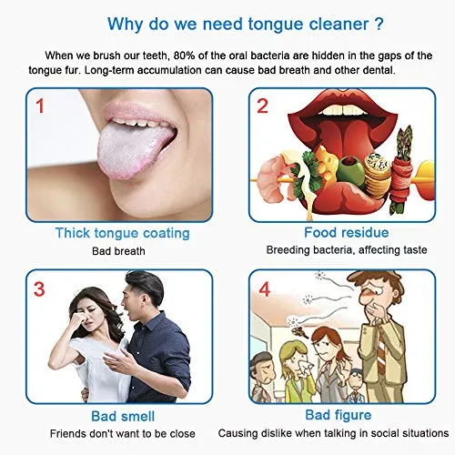 2 Pack Tongue Scraper Cleaner for Adults & Kids, Medical Grade Metal Tongue Scrapers with Travel Case, Wide-Head Tongue Cleaners Set for Fresh Breath Dental Eliminate Bad Breath in Seconds