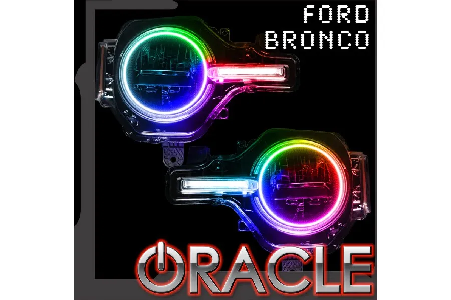 2021  Ford Bronco Oracle Colorshift Headlight Halo Kit w/ DRL Bar - 2.0 Controller, For Base Headlights