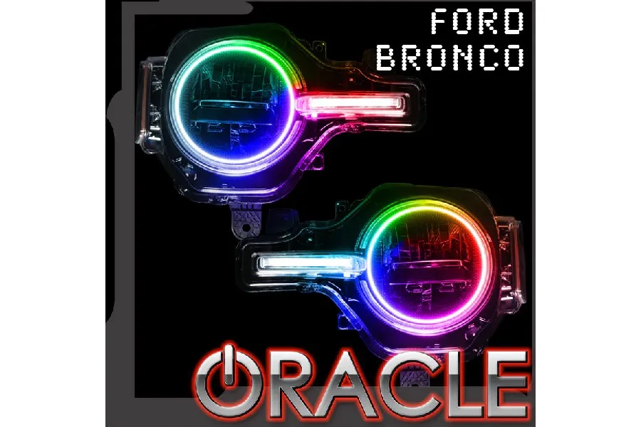 2021  Ford Bronco Oracle Colorshift Headlight Halo Kit w/ DRL Bar - Simple Controller, For Base Headlights