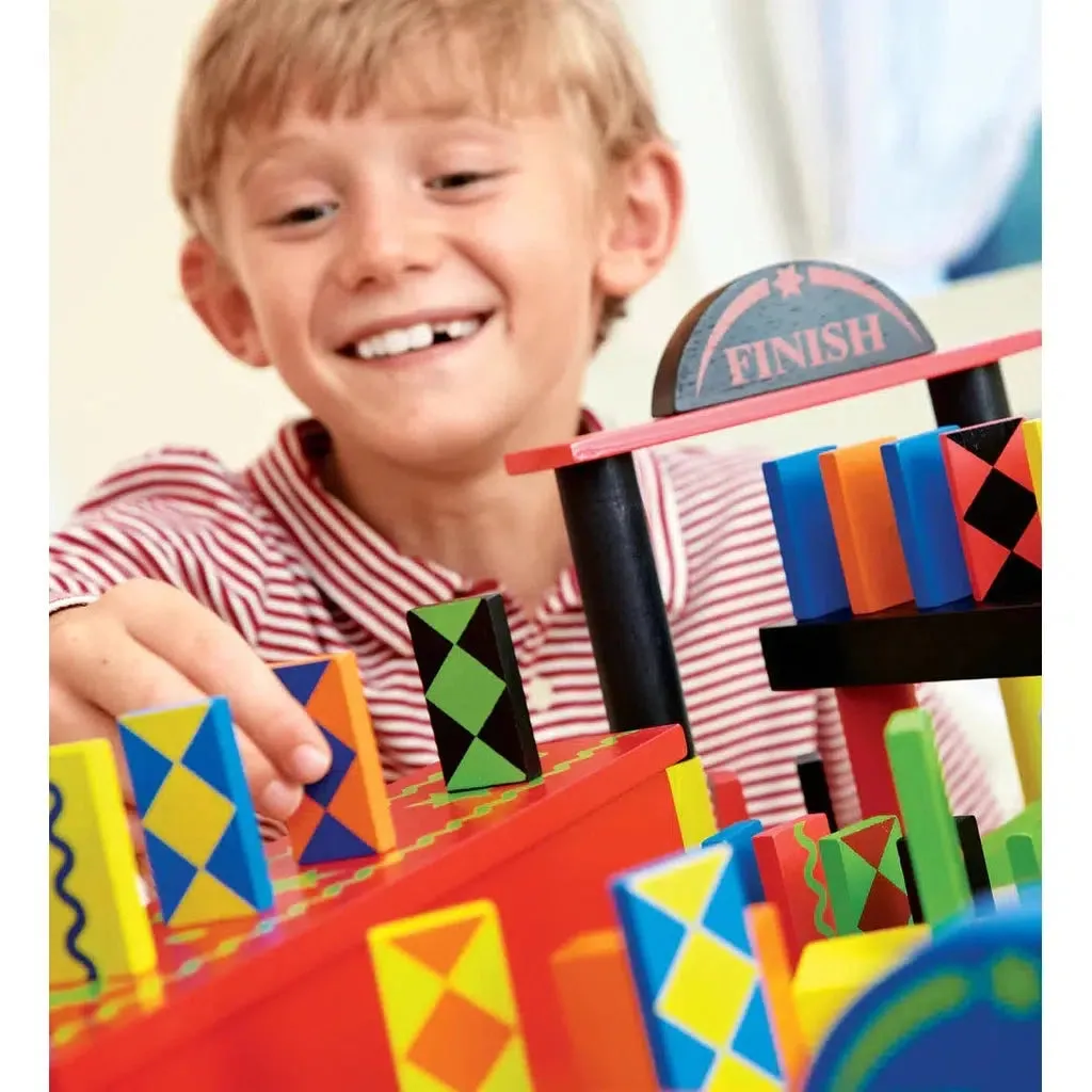 255-Piece Classic Wooden Domino Race