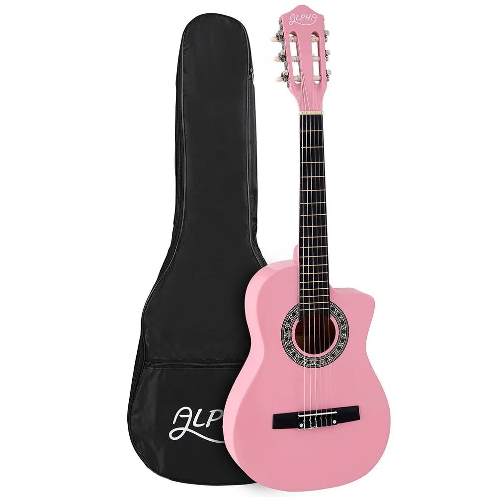 34 Inch Classical Guitar Wooden Body Nylon String Beginner Kids Gift Pink