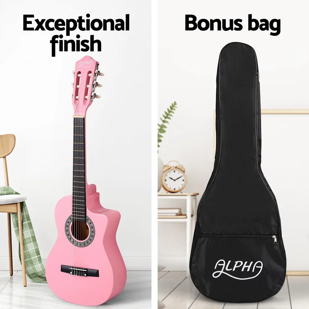 34 Inch Classical Guitar Wooden Body Nylon String Beginner Kids Gift Pink