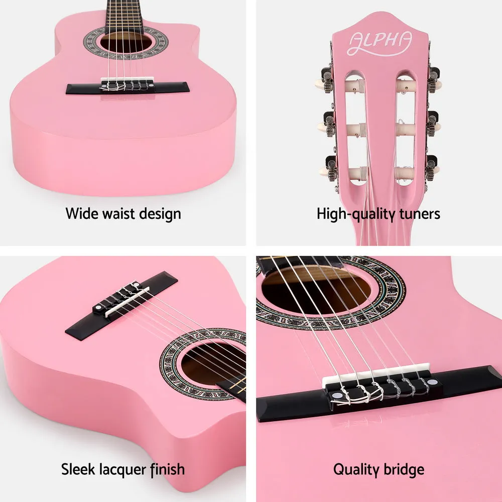 34 Inch Classical Guitar Wooden Body Nylon String Beginner Kids Gift Pink