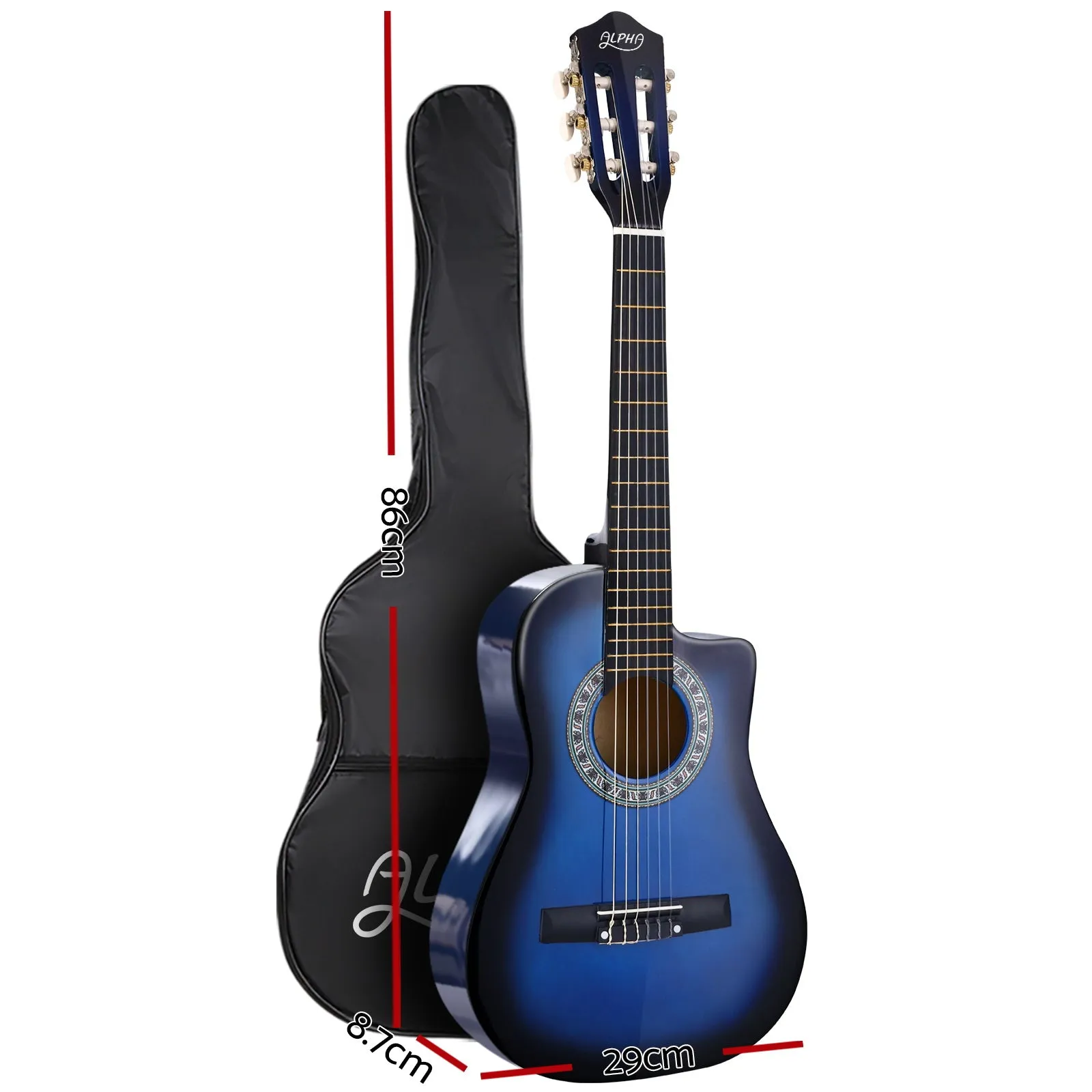 34 Inch Classical Guitar Wooden Body Nylon String with Stand Beginner Blue