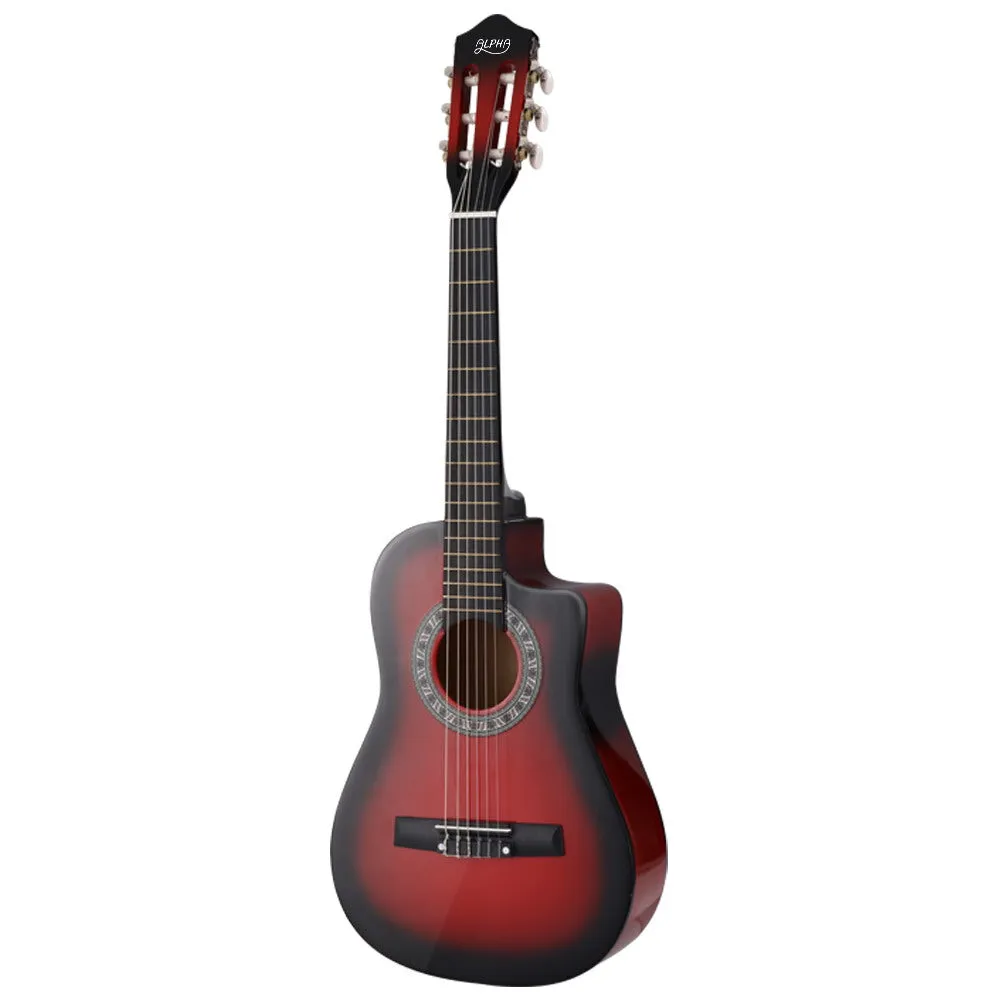 34 Inch Classical Guitar Wooden Body Nylon String with Stand Beginner Red