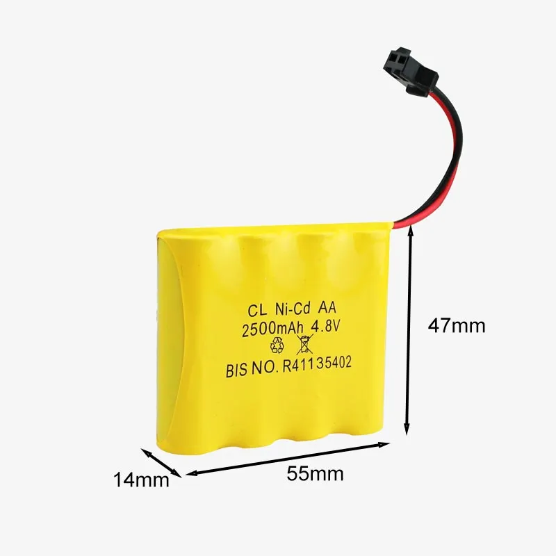 3500mAh 4.8v Ni-Cd AA Cell Battery Pack with SM Connector for Cordless Phone, Toys, Car, DIY Project Battery