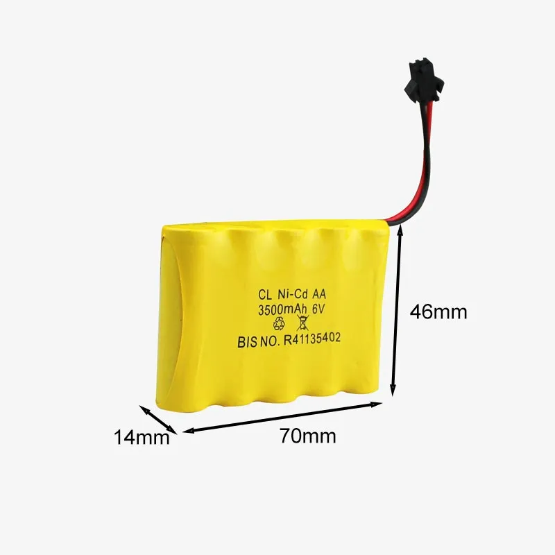 3500mAh 6v Ni-Cd AA Cell Battery Pack with SM Connector for Cordless Phone, Toys, Car, DIY Project Battery