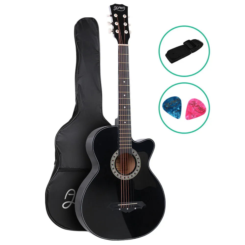 38 Inch Wooden Acoustic Guitar Black