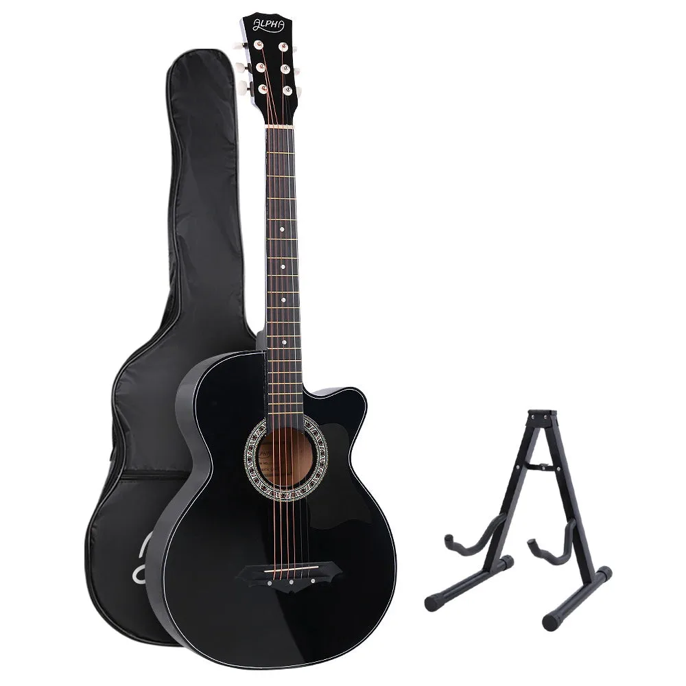 38 Inch Wooden Acoustic Guitar with Accessories set Black