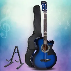 38 Inch Wooden Acoustic Guitar with Accessories set Blue