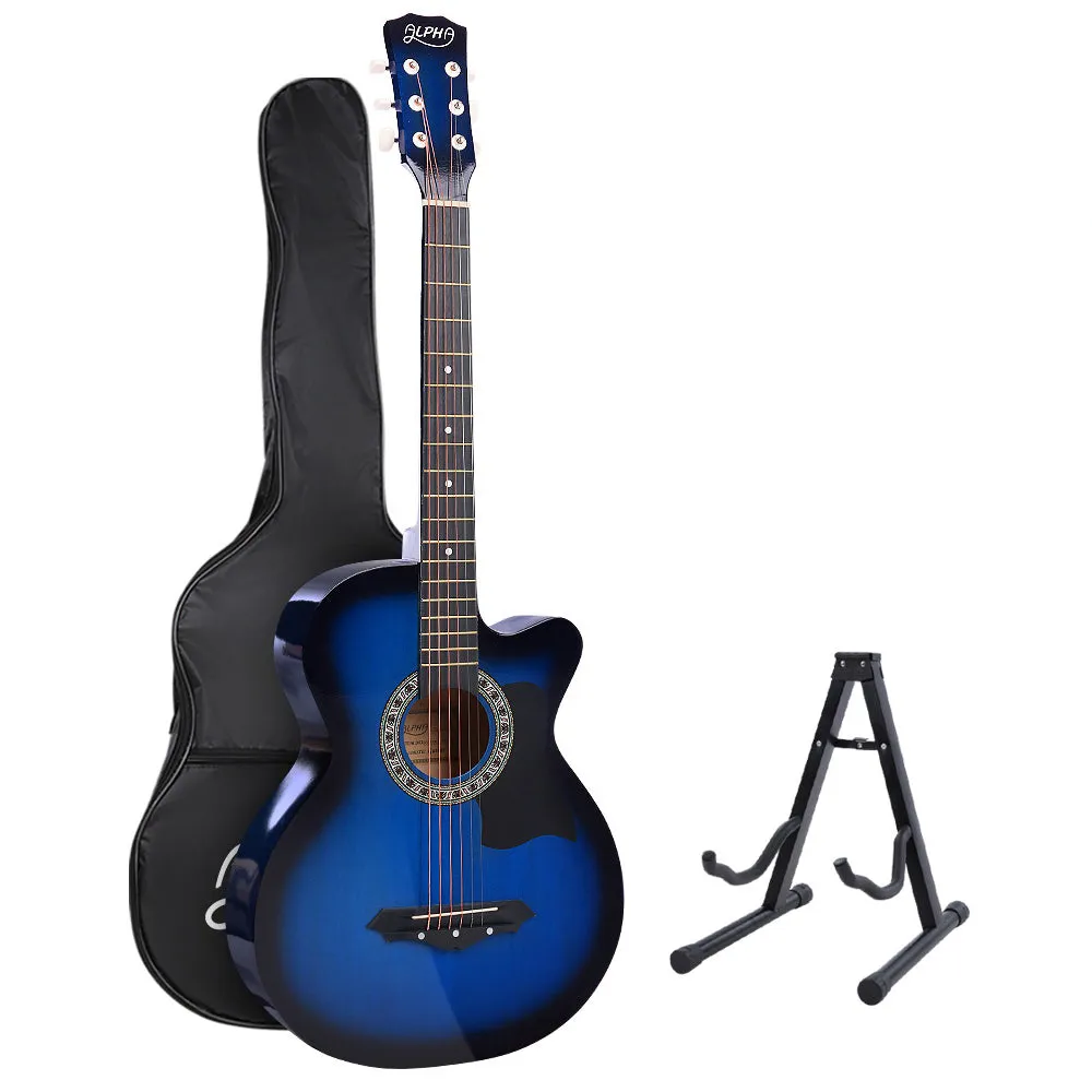 38 Inch Wooden Acoustic Guitar with Accessories set Blue