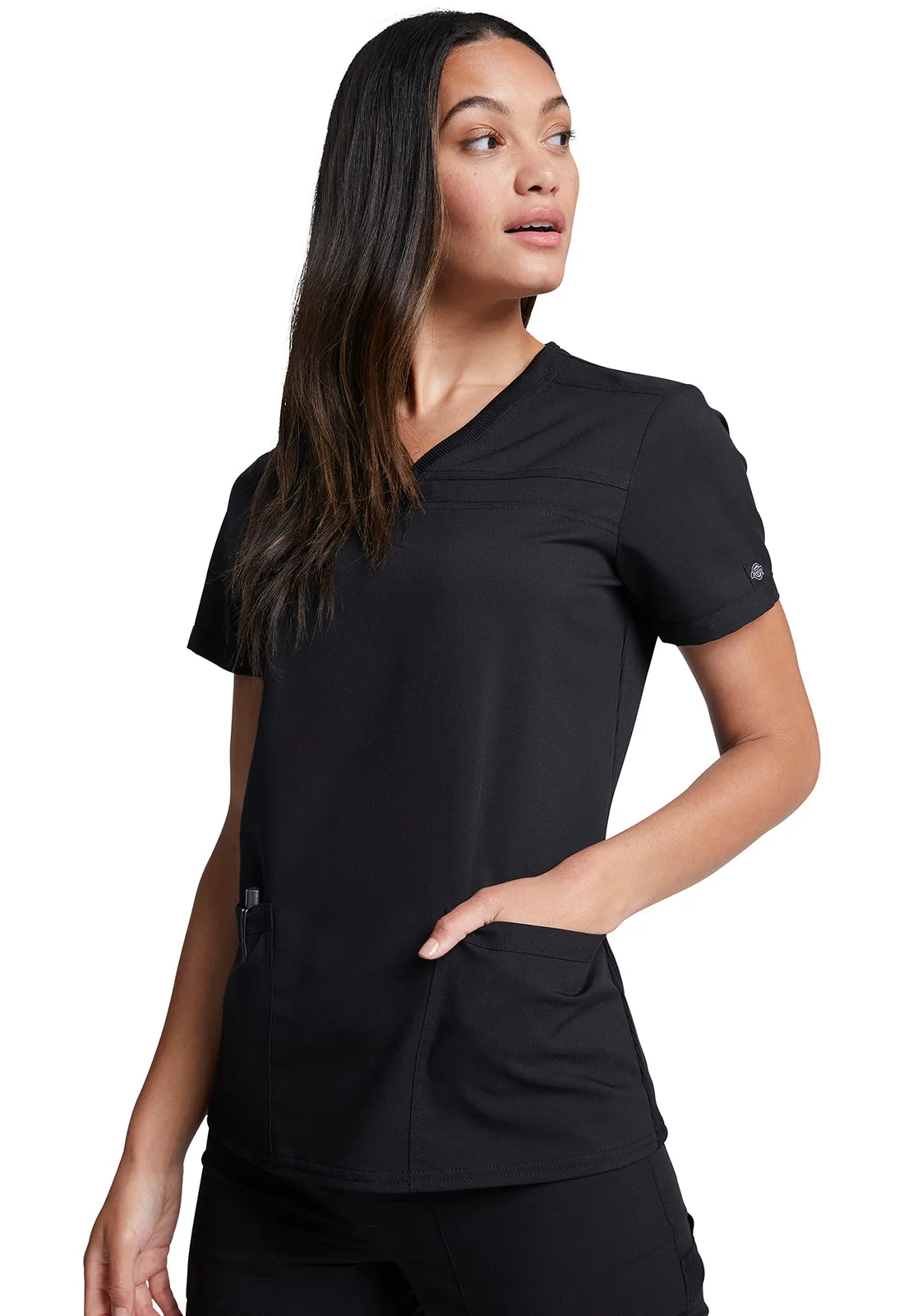 Balance - V-Neck Top With Rib Knit Panels