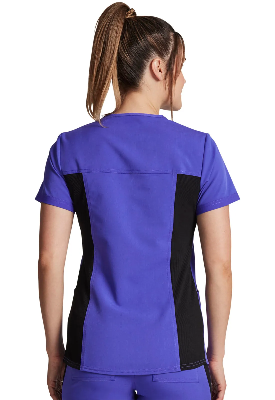 Balance - V-Neck Top With Rib Knit Panels