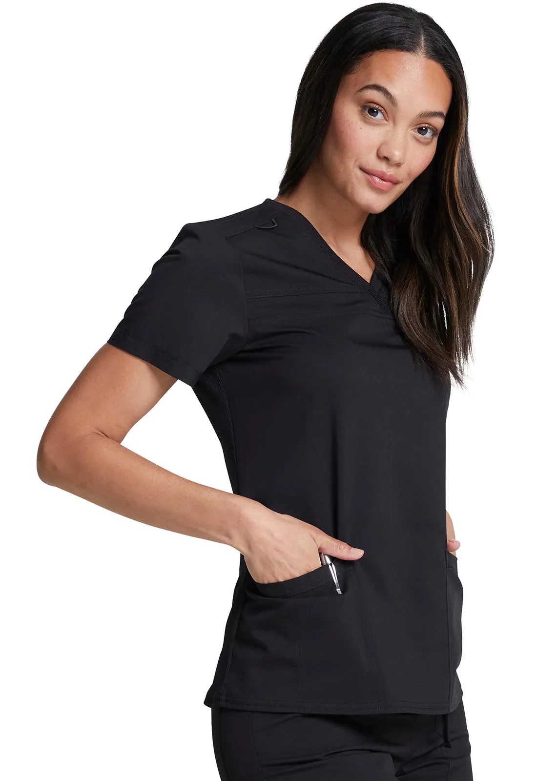 Balance - V-Neck Top With Rib Knit Panels