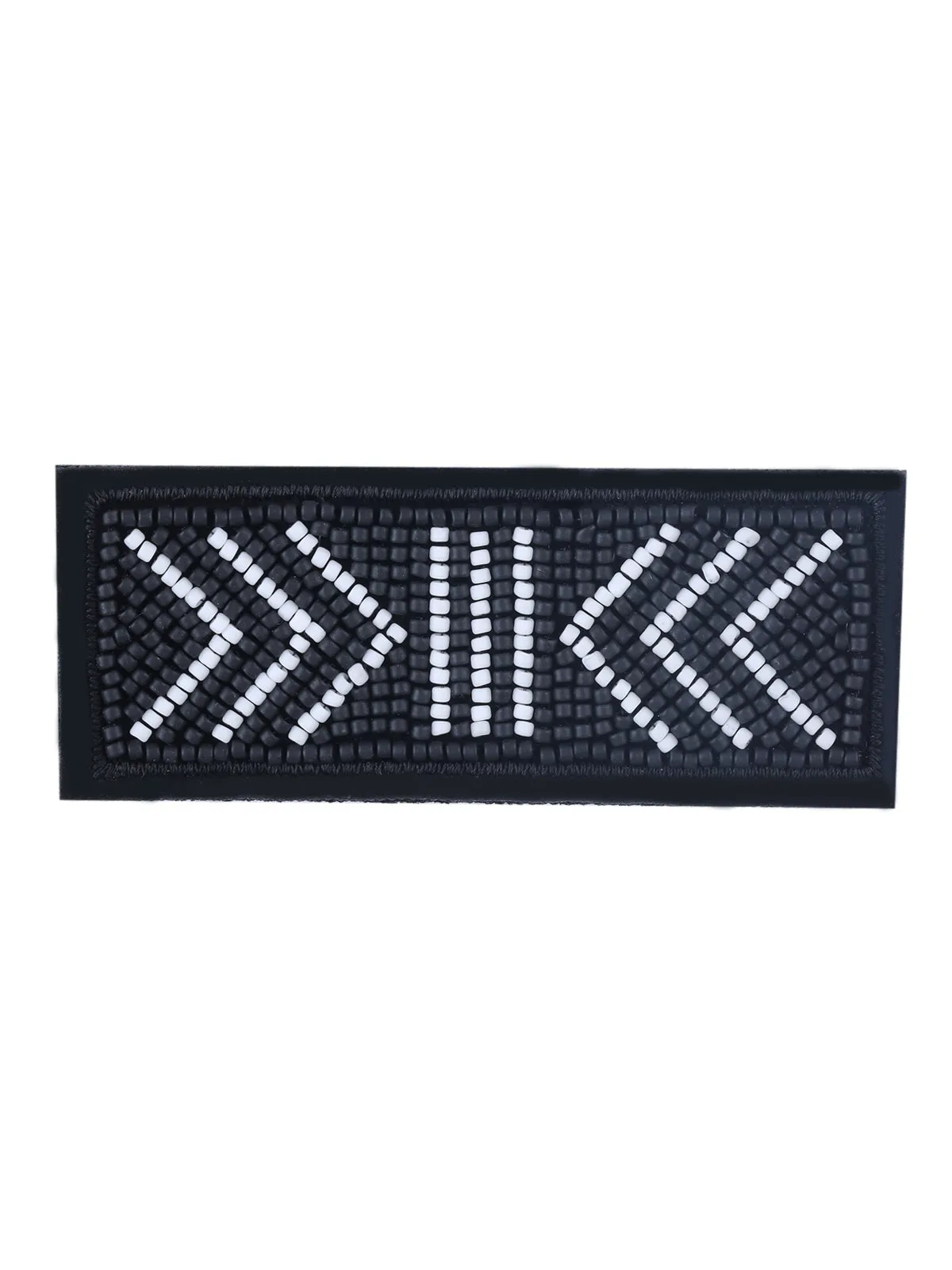 Black & White Rectangle Shape Beaded Patch