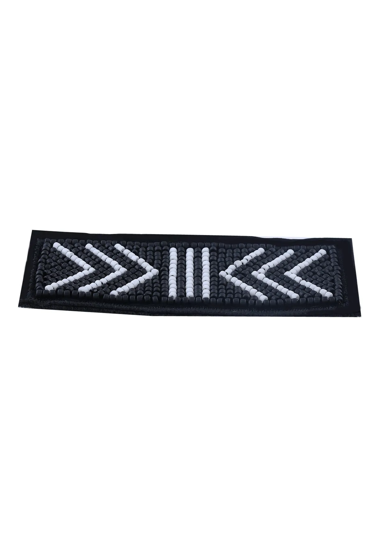 Black & White Rectangle Shape Beaded Patch