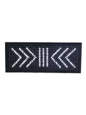 Black & White Rectangle Shape Beaded Patch