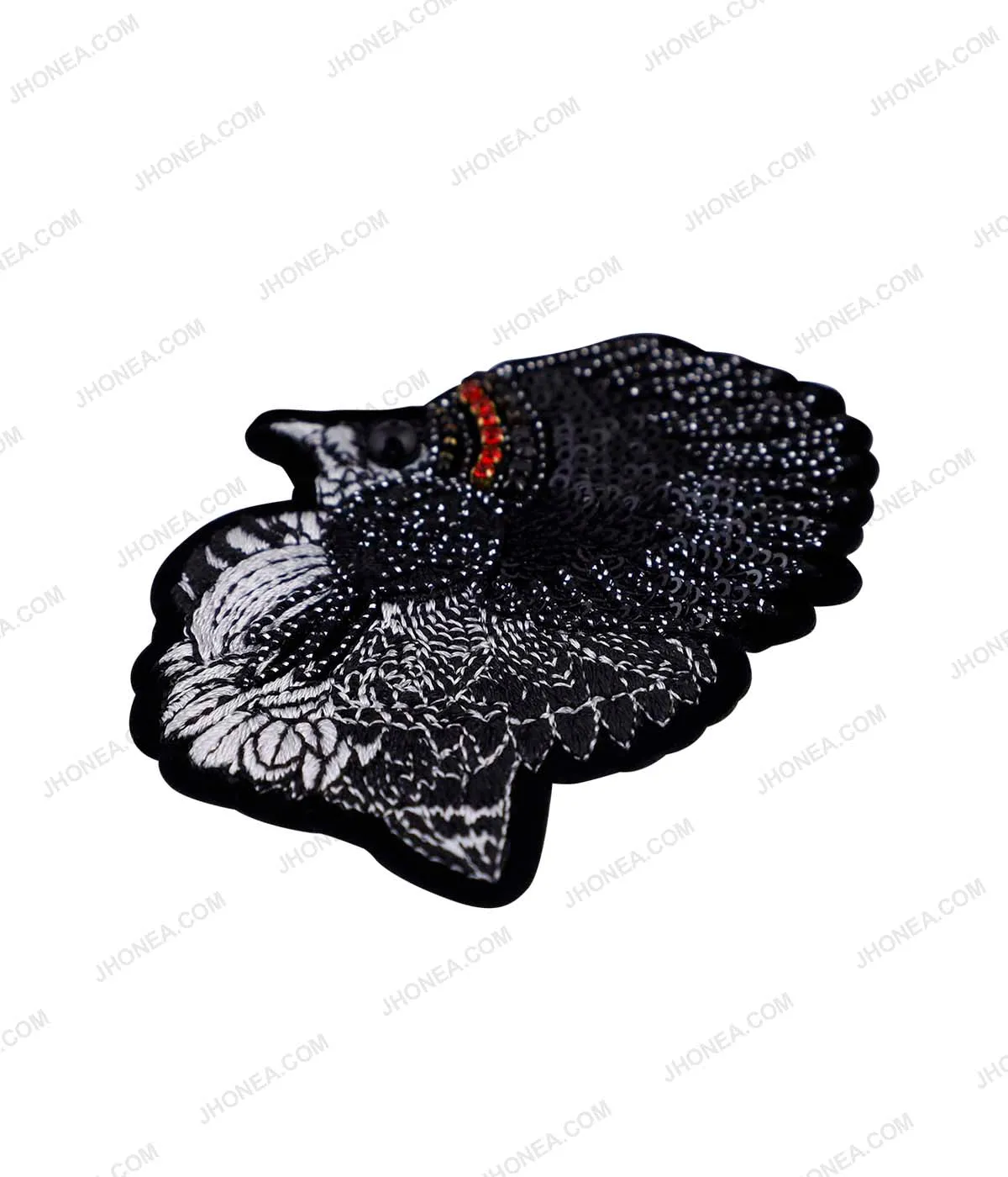 Black & White Traditional Tribal Hat Embroidery Sequins Patch