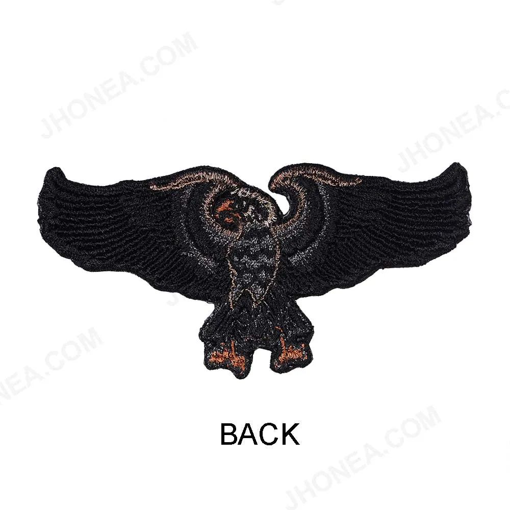 Black Flying Eagle Beaded Embroidery Bird Patch