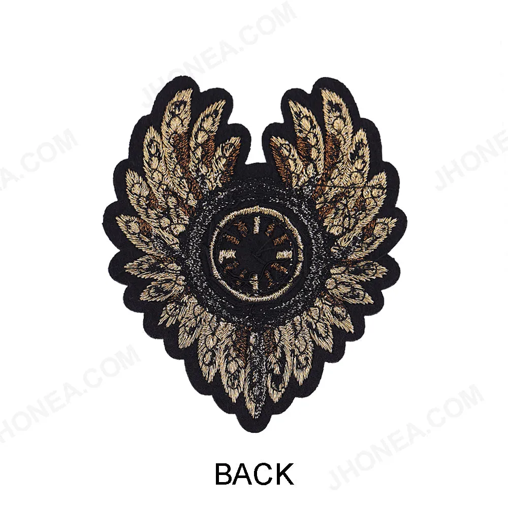 Black with Metallic Gold Thread Embroidery Diamond Patch