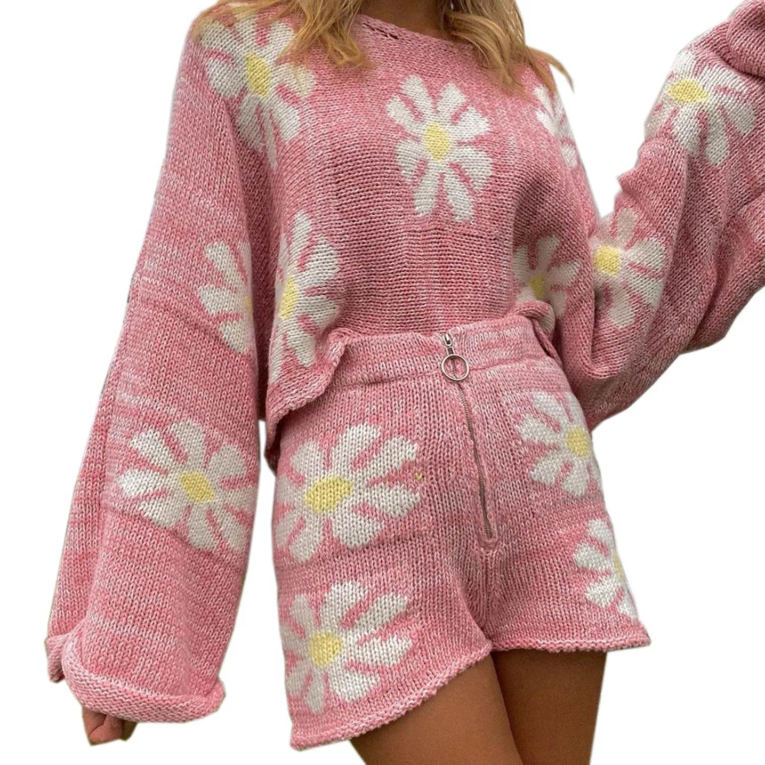 Casual Colorful Flower Woolen suit