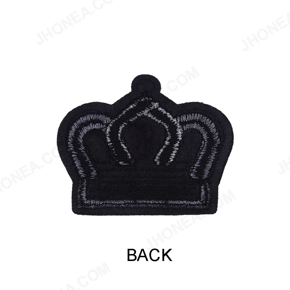 Classic Metallic Silver with Black Beaded Royal Crown Patch