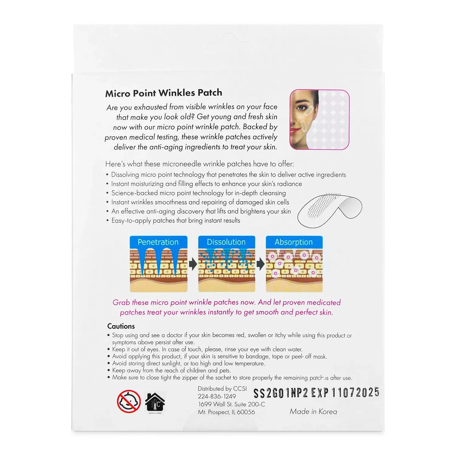 Cosmetic Patch Micro Point Wrinkles Patch Lip & Eye Transparent 2pcs