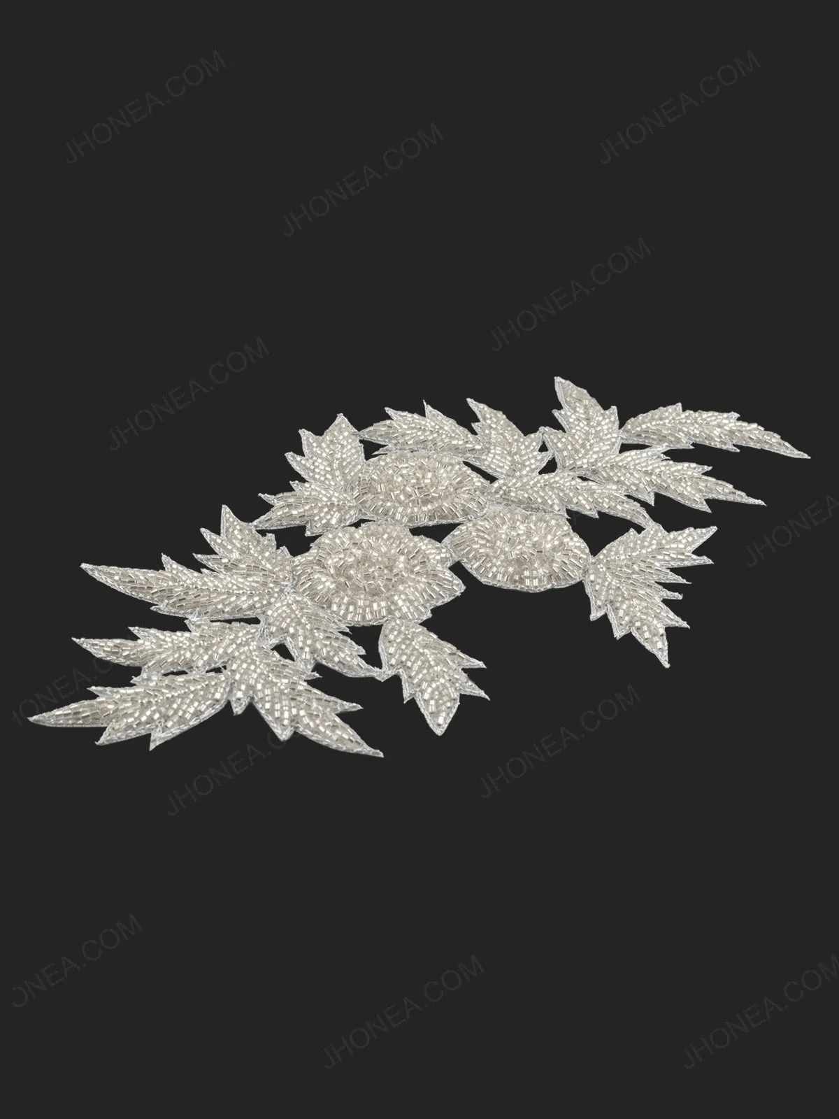 Dazzling Crystal Handmade Flower & Leaves Cutwork Patch