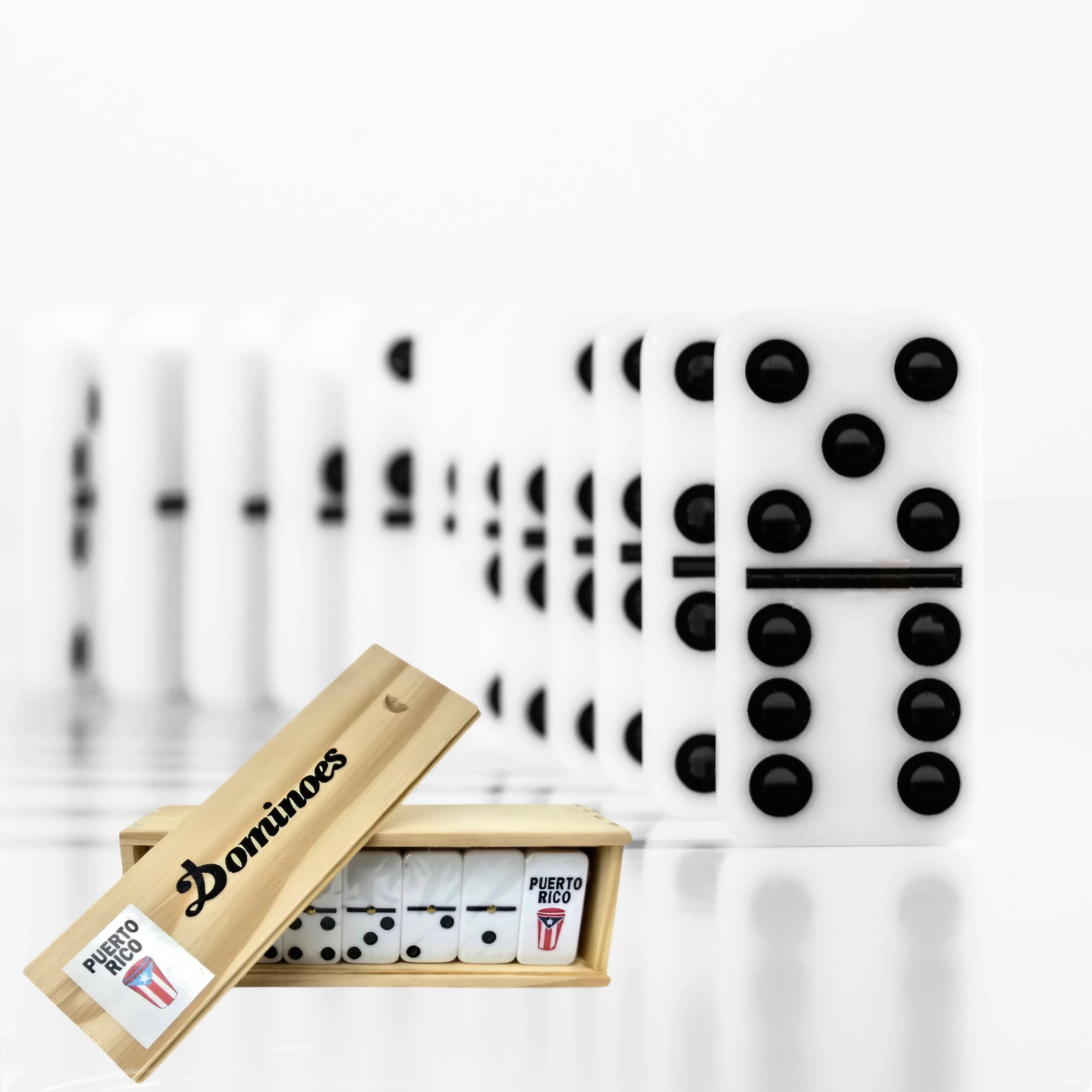 Domino Sets Wooden Box - Embossed with Puerto Rico's Designs