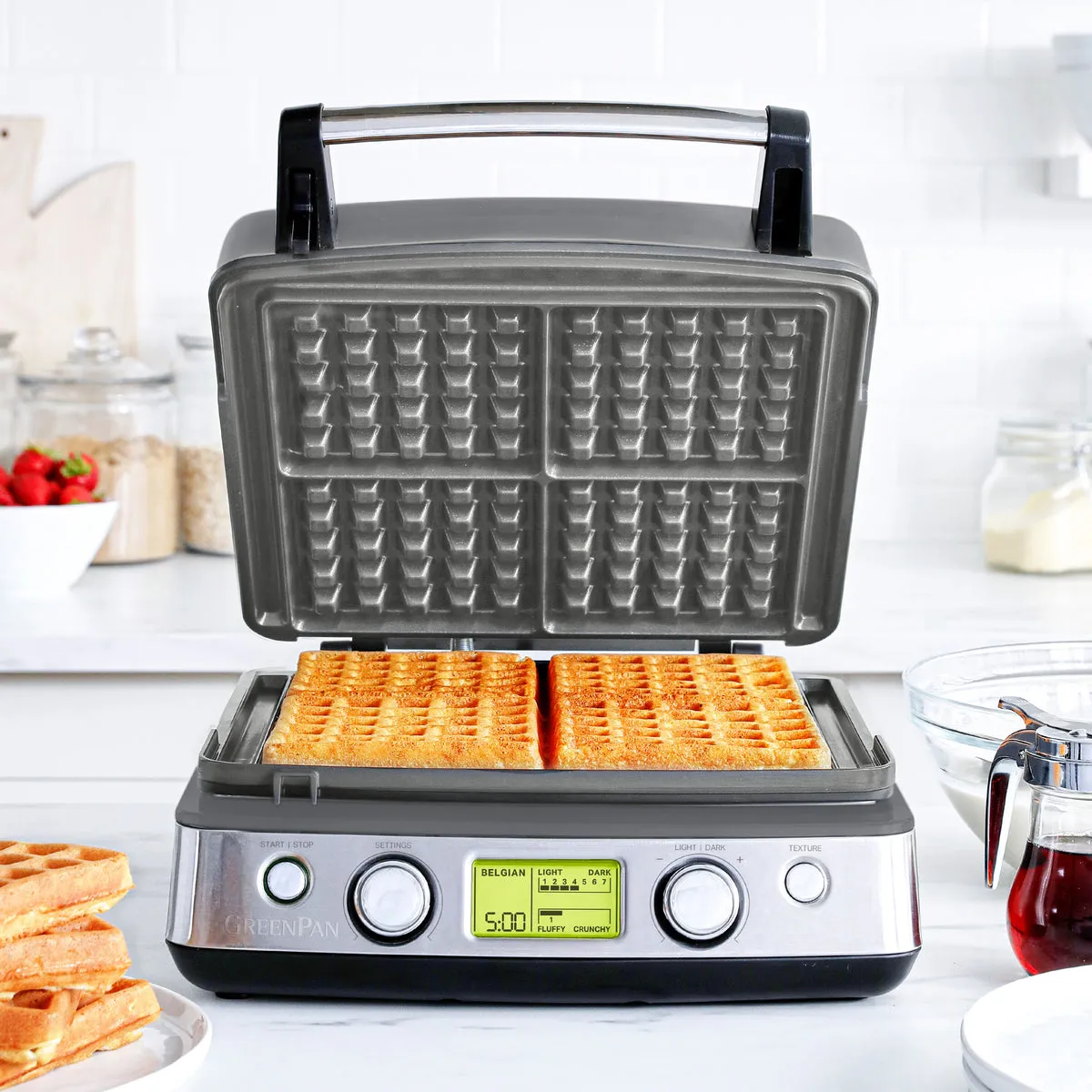 Elite Ceramic Nonstick 4-Square Waffle Maker | Graphite