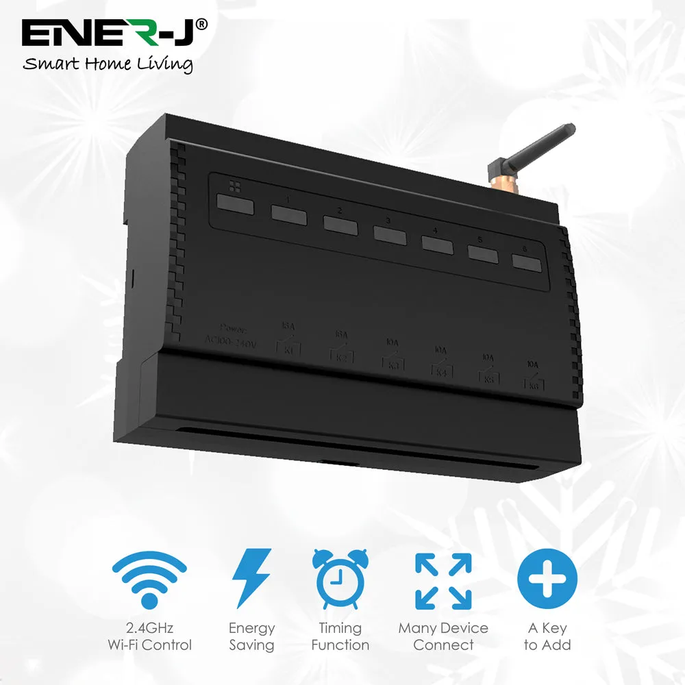 ENER-J 6 Gang Wireless Kinetic Switch, On/Off Wall Switch   6 Circuit RF WIFI Receiver Max Load 16Ax2   10Ax4, 6 Circuits