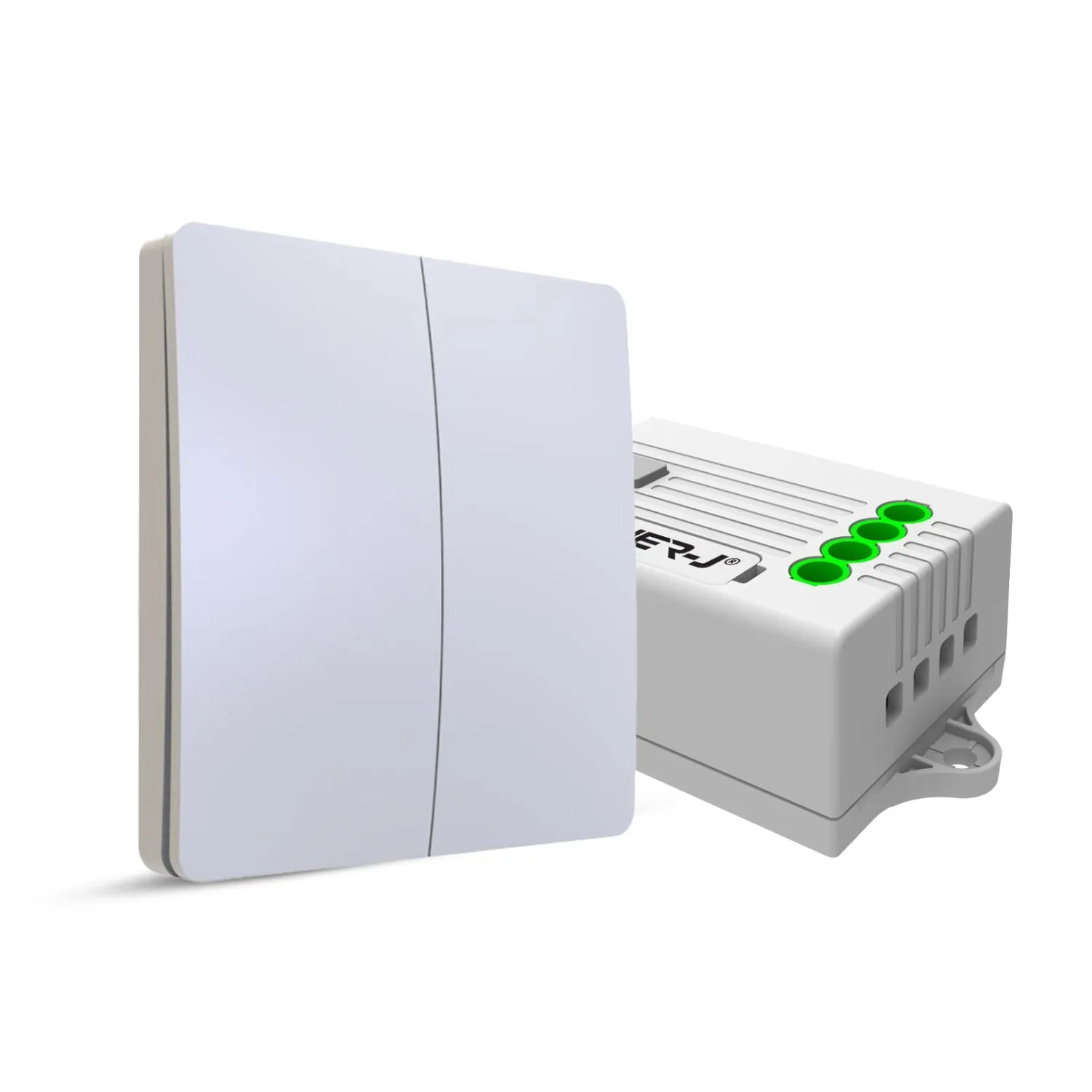 ENER-J's 2 Gang Wireless Switch White   2 ways, 5A*2 600W RF Receiver for Non Dimmable Switch