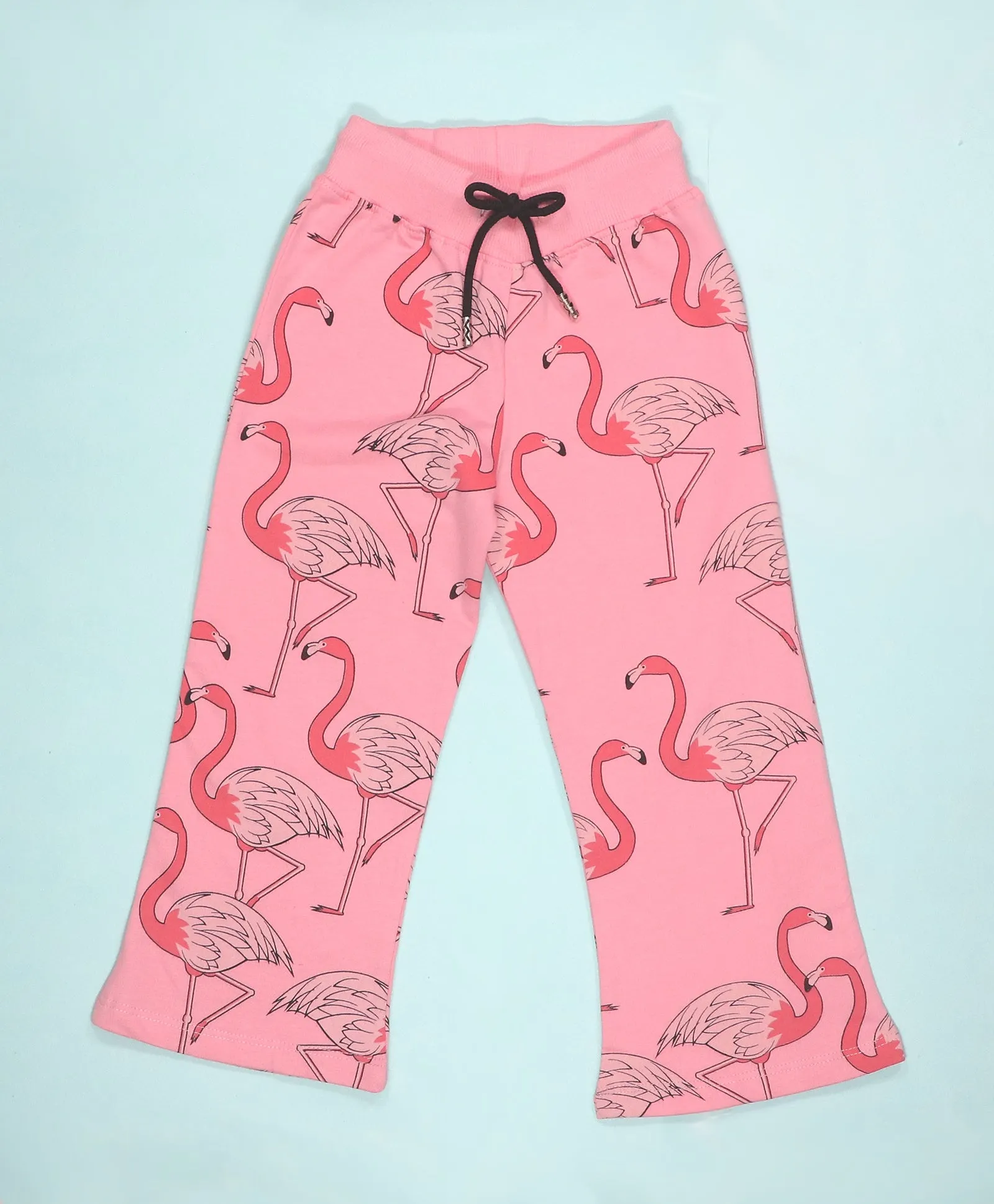 Flamingo Print Girls Sweatshirt & Flared Pants Set