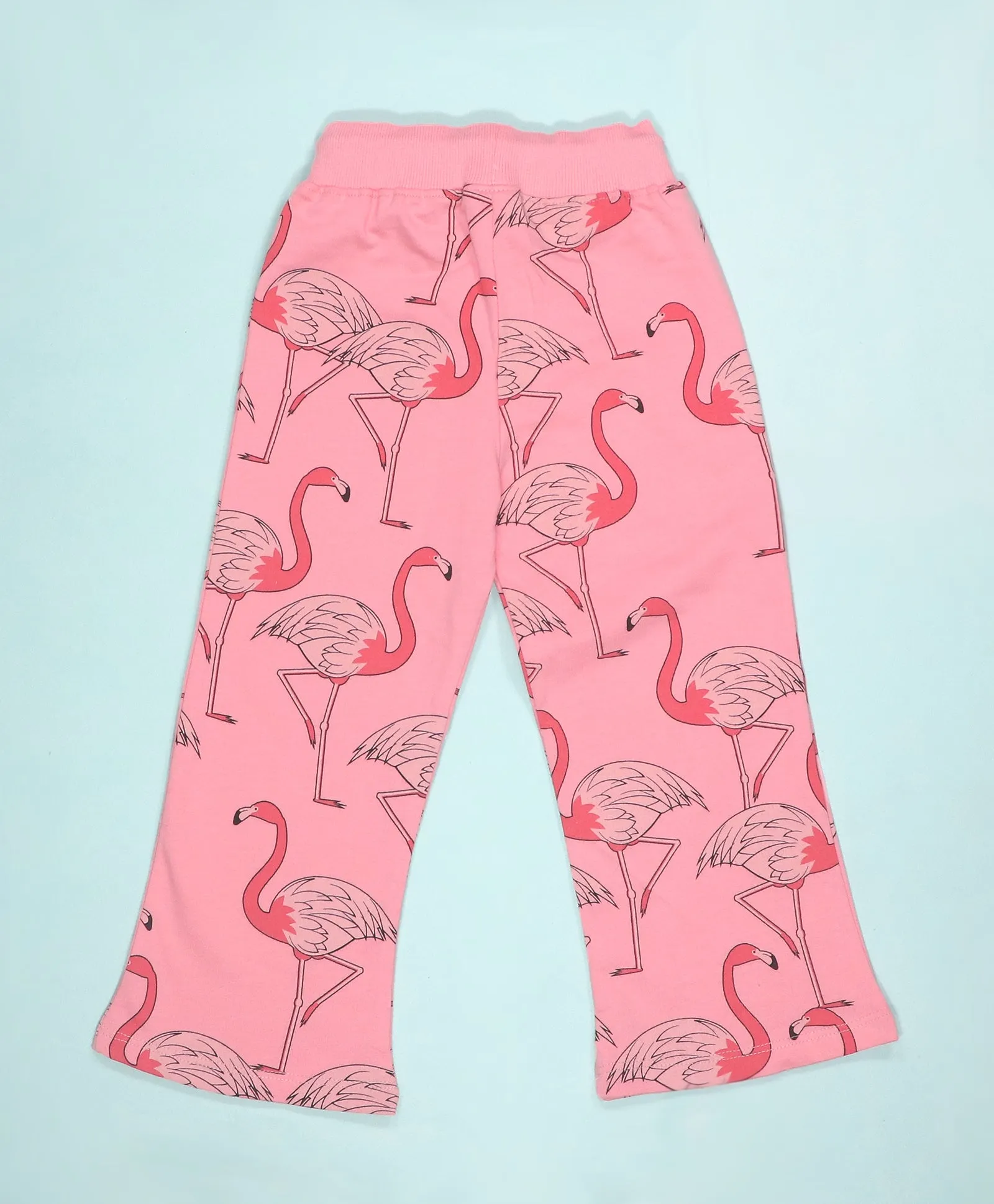 Flamingo Print Girls Sweatshirt & Flared Pants Set