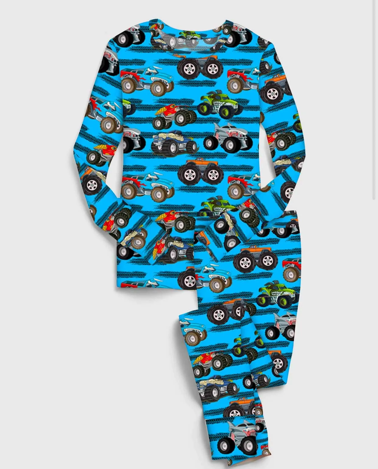 Fluffy Friends Monster Trucks - Bamboo Long Sleeve Lounge Set