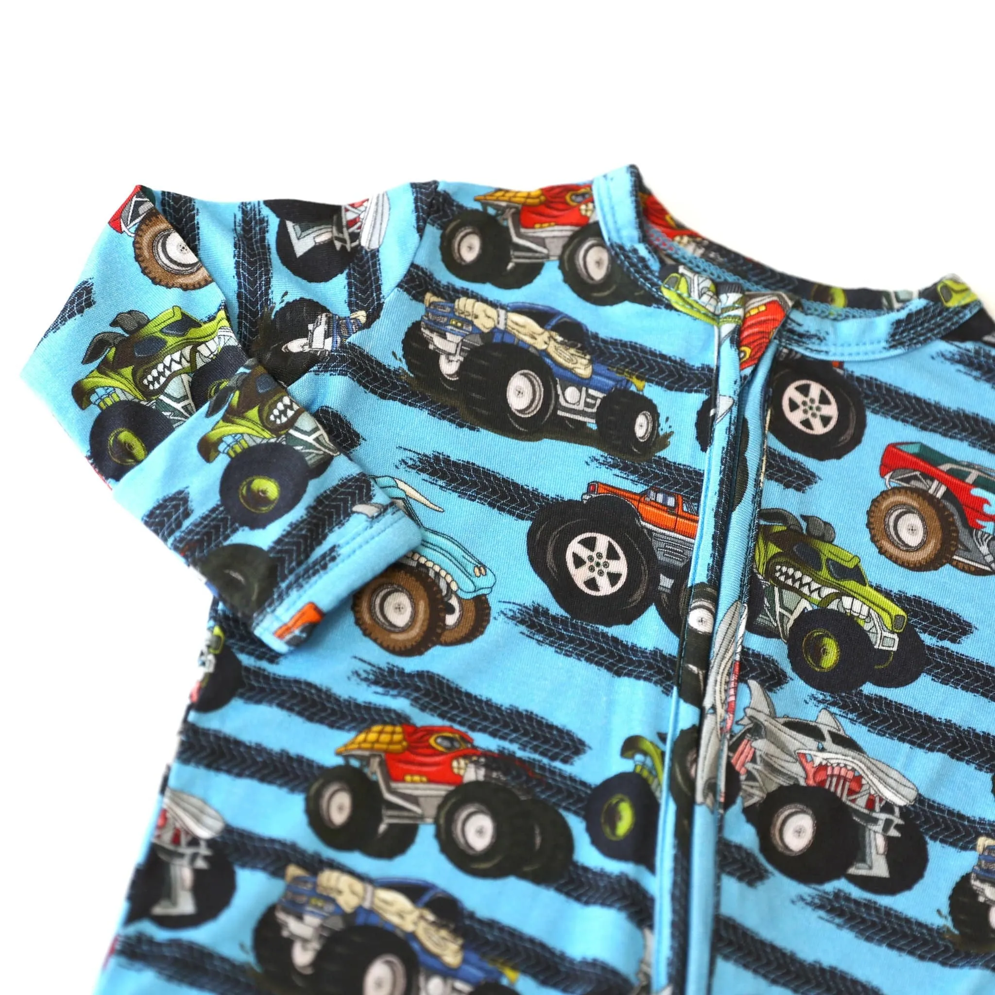 Fluffy Friends Monster Trucks - Bamboo Zippy Romper