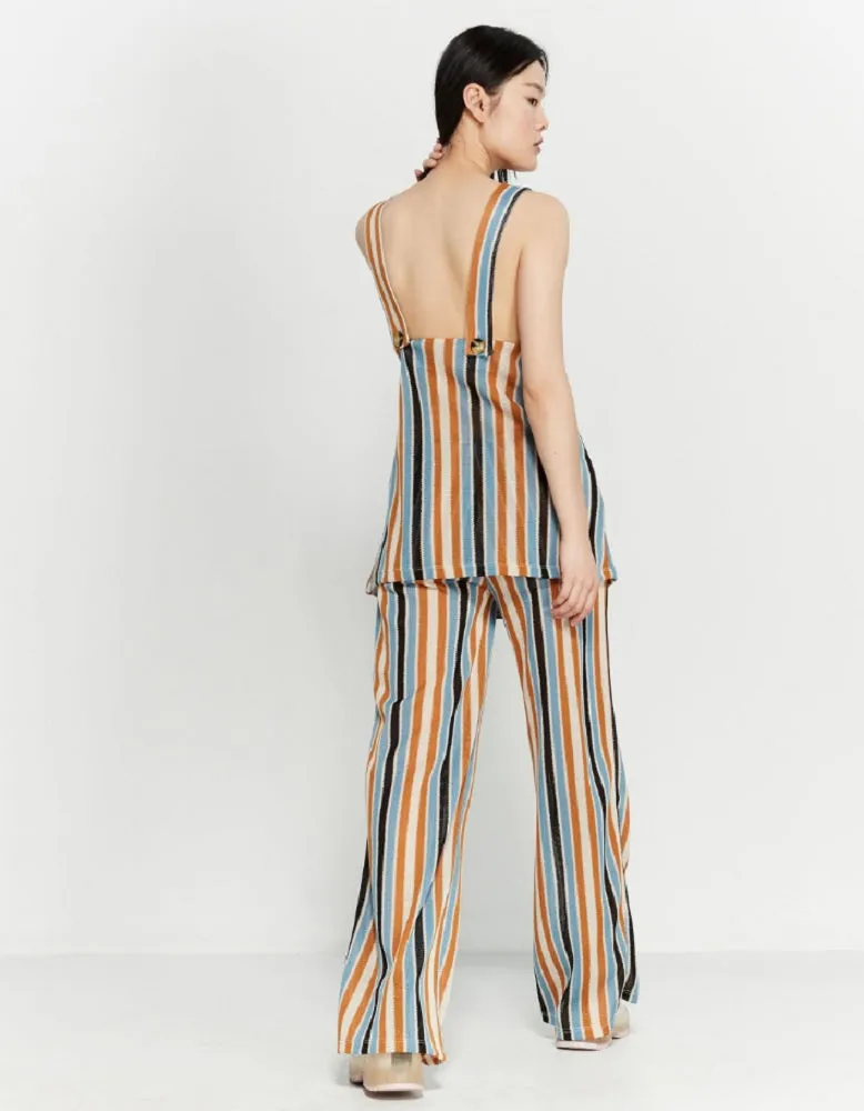 Free People Women's Bridget Stripe Vest Tank Top & Flare Pants Set, Small