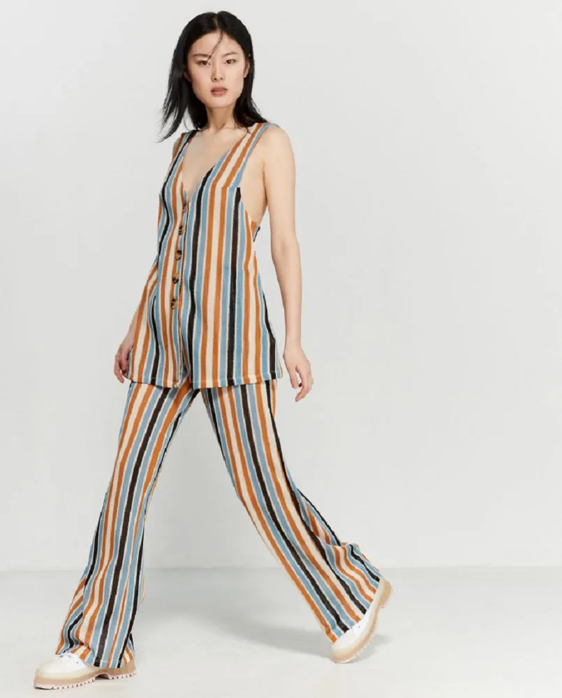 Free People Women's Bridget Stripe Vest Tank Top & Flare Pants Set, Small