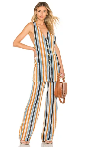 Free People Women's Bridget Stripe Vest Tank Top & Flare Pants Set, Small