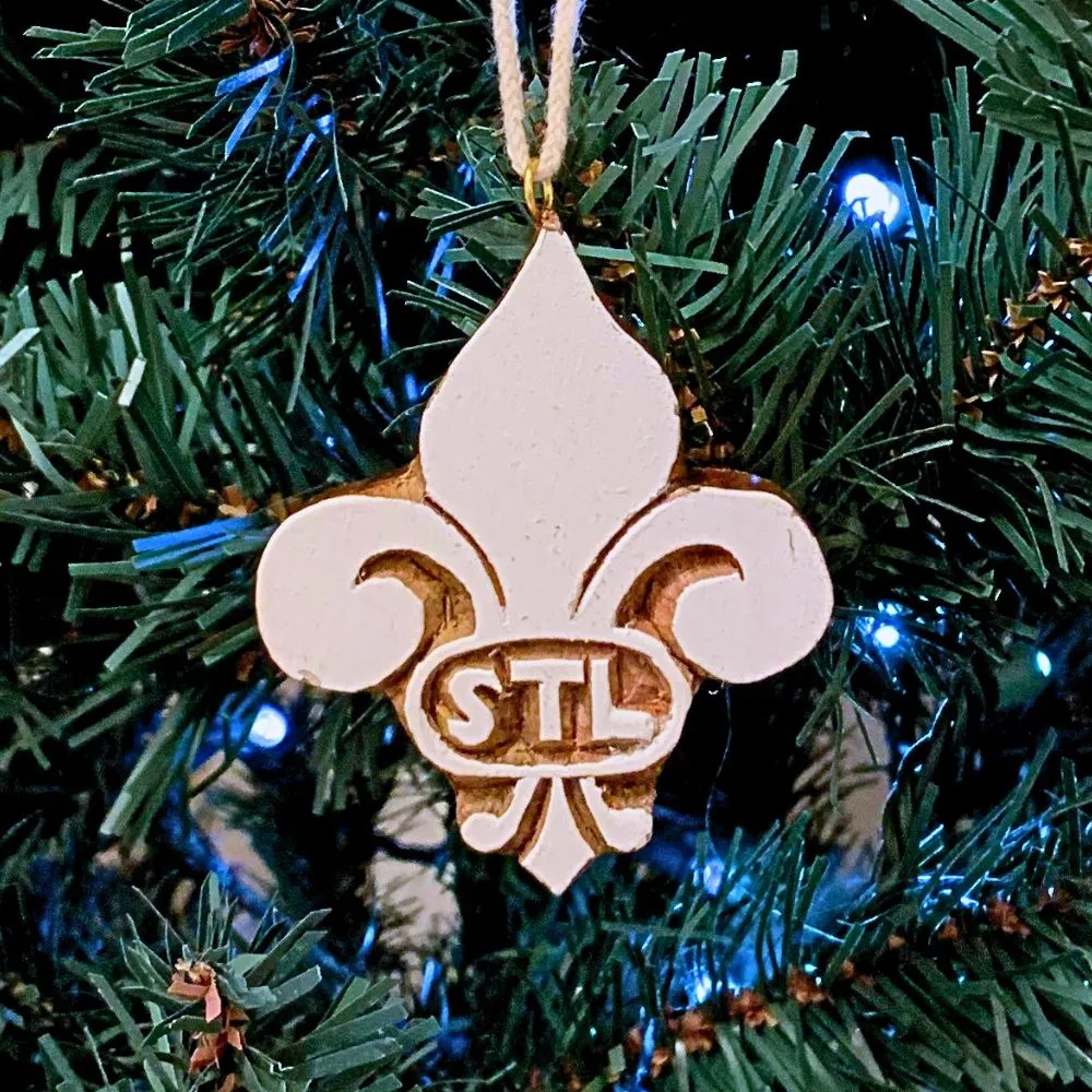 Hand-carved Wood Ornament - STL Fleur de Lis