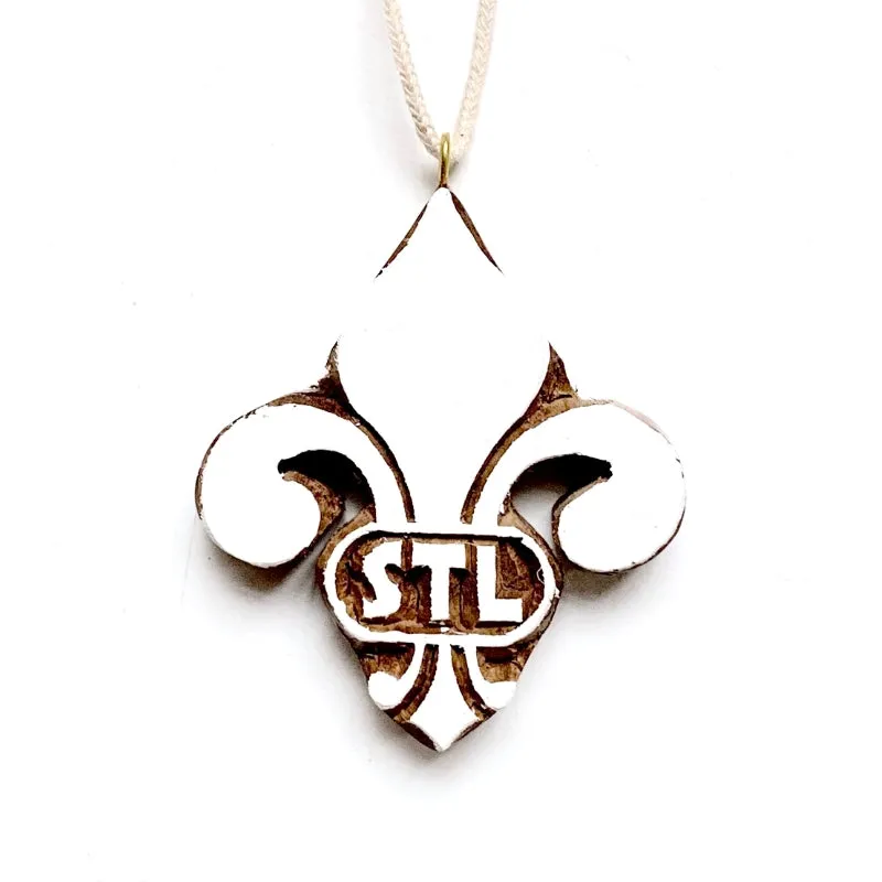 Hand-carved Wood Ornament - STL Fleur de Lis