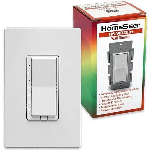 HomeSeer HS-WD200  Z-Wave Plus Scene Capable RGB Wall Dimmer (CLEARANCE)