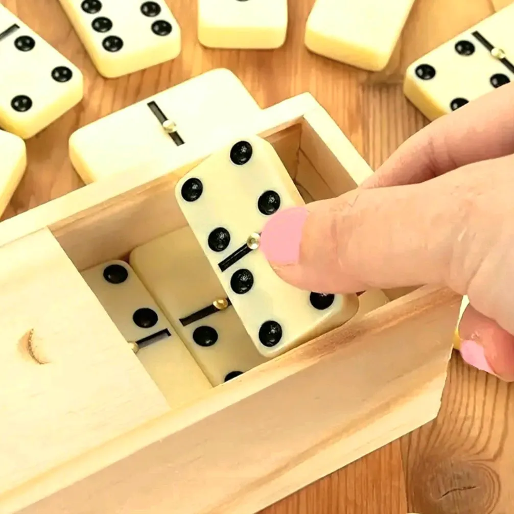 Large Domino Sets Wooden Box - Embossed with Puerto Rico's Designs