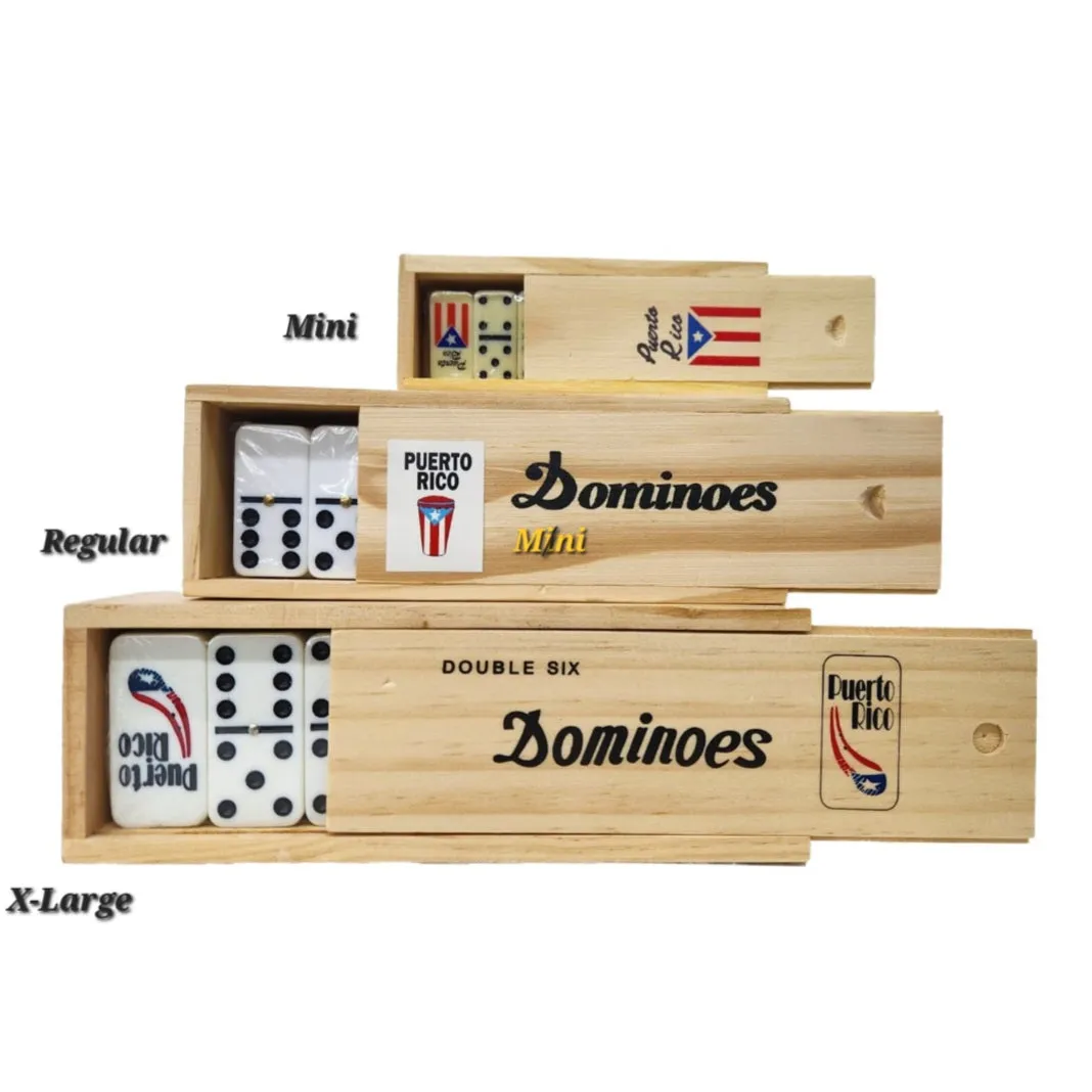 Mini Domino Set in Wooden Box with P.R.'s Flag