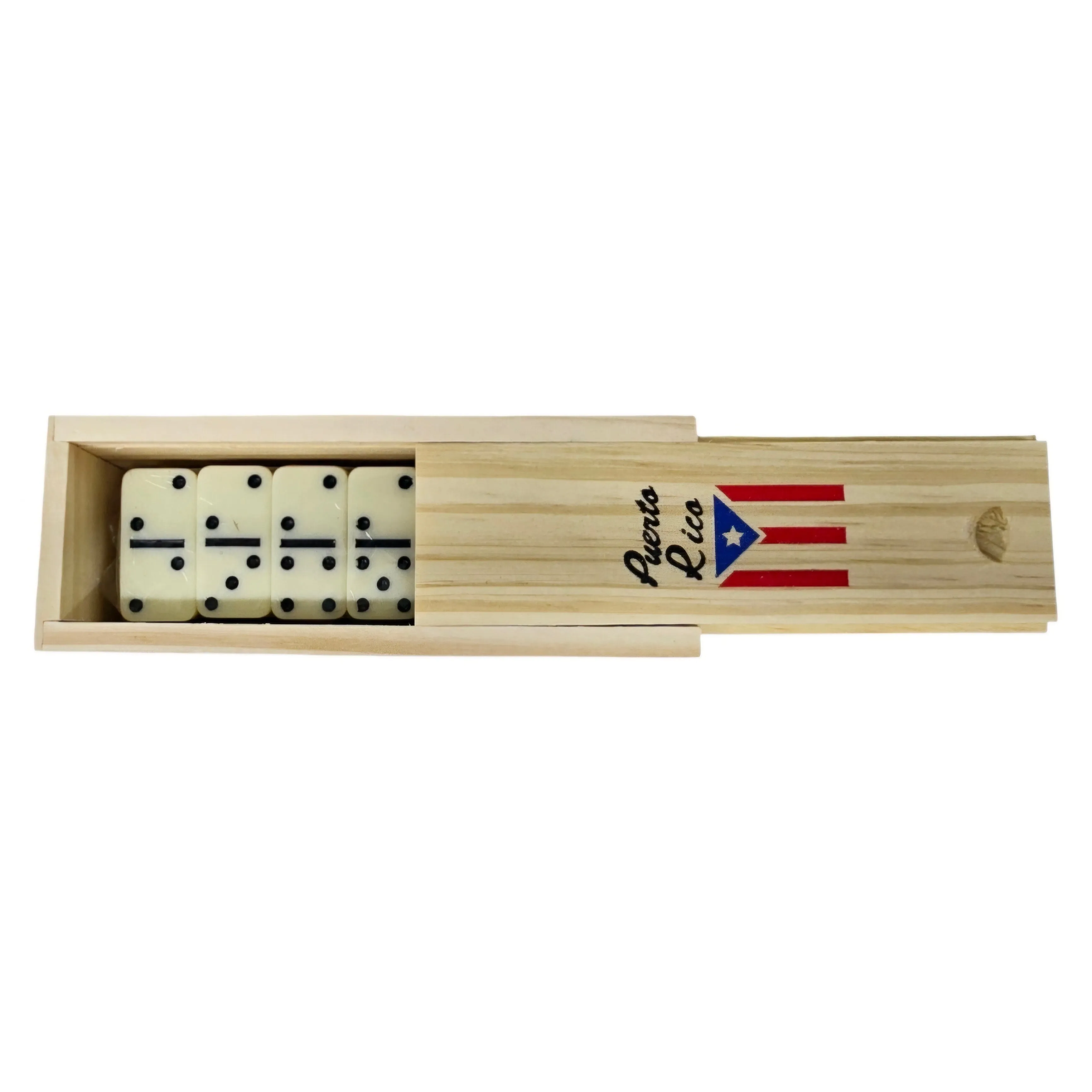 Mini Domino Set in Wooden Box with P.R.'s Flag