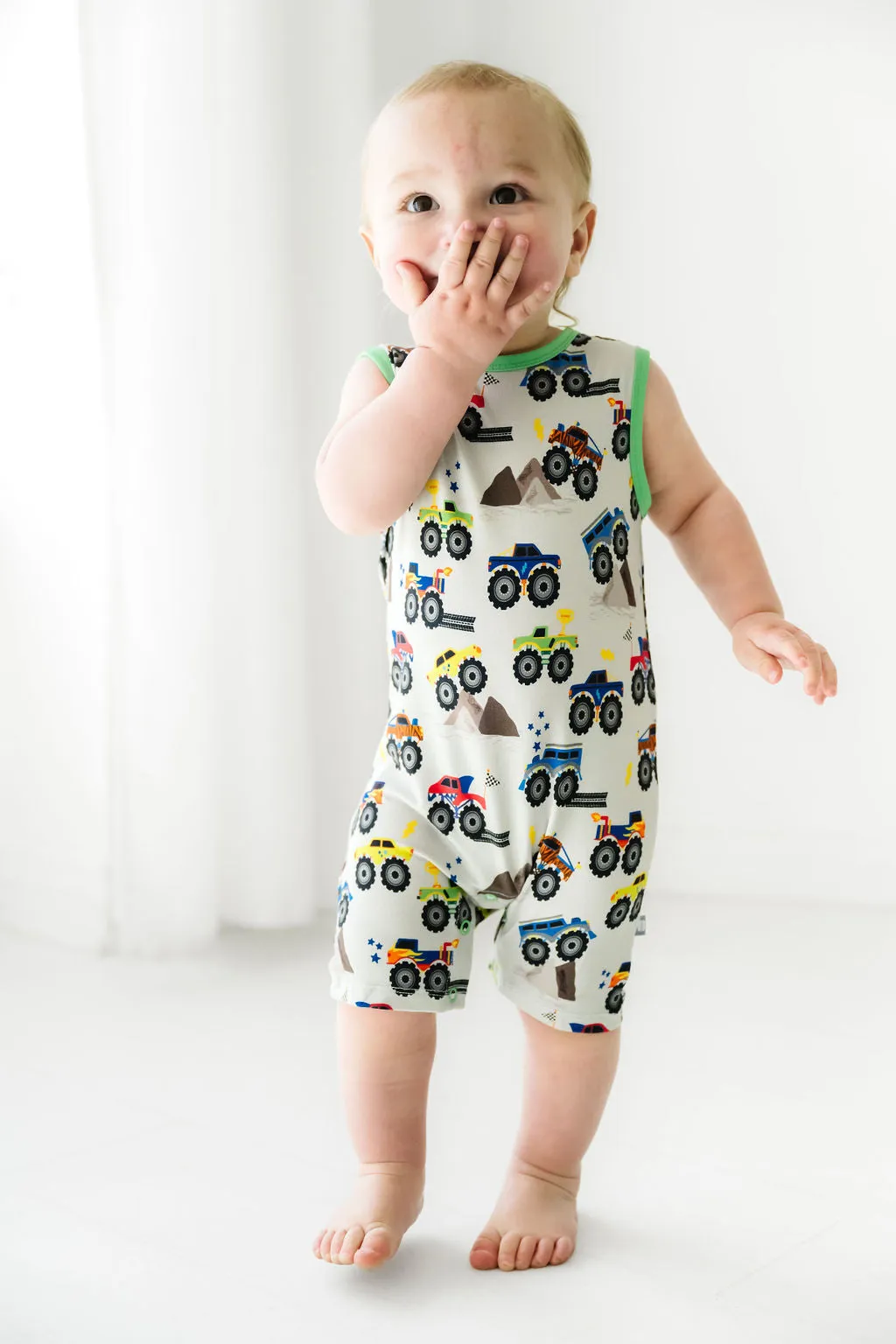 Monster Trucks Sleeveless Shortie Romper