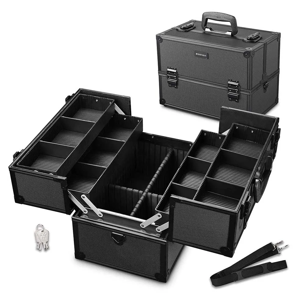 Portable Train Case with Trays Locks