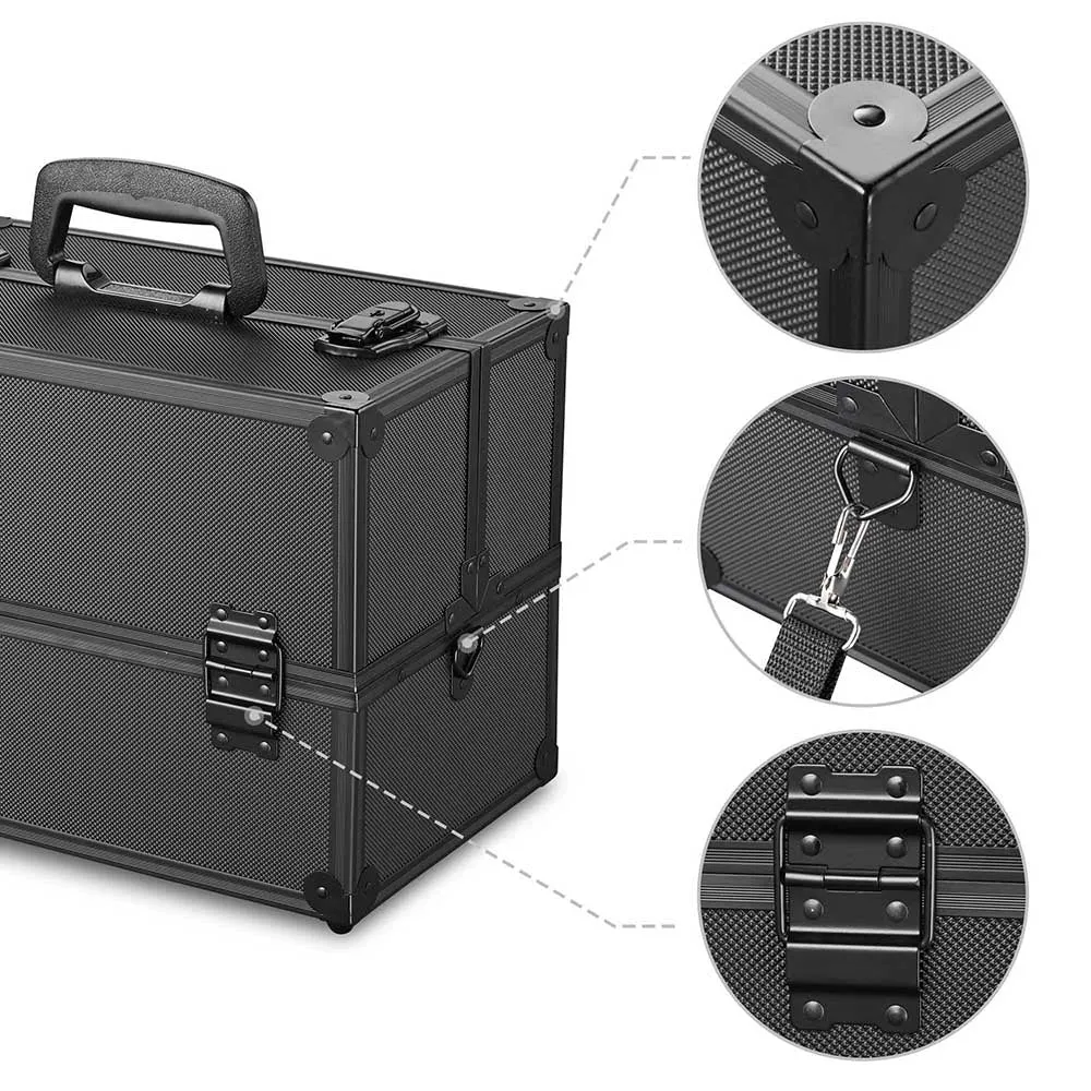 Portable Train Case with Trays Locks