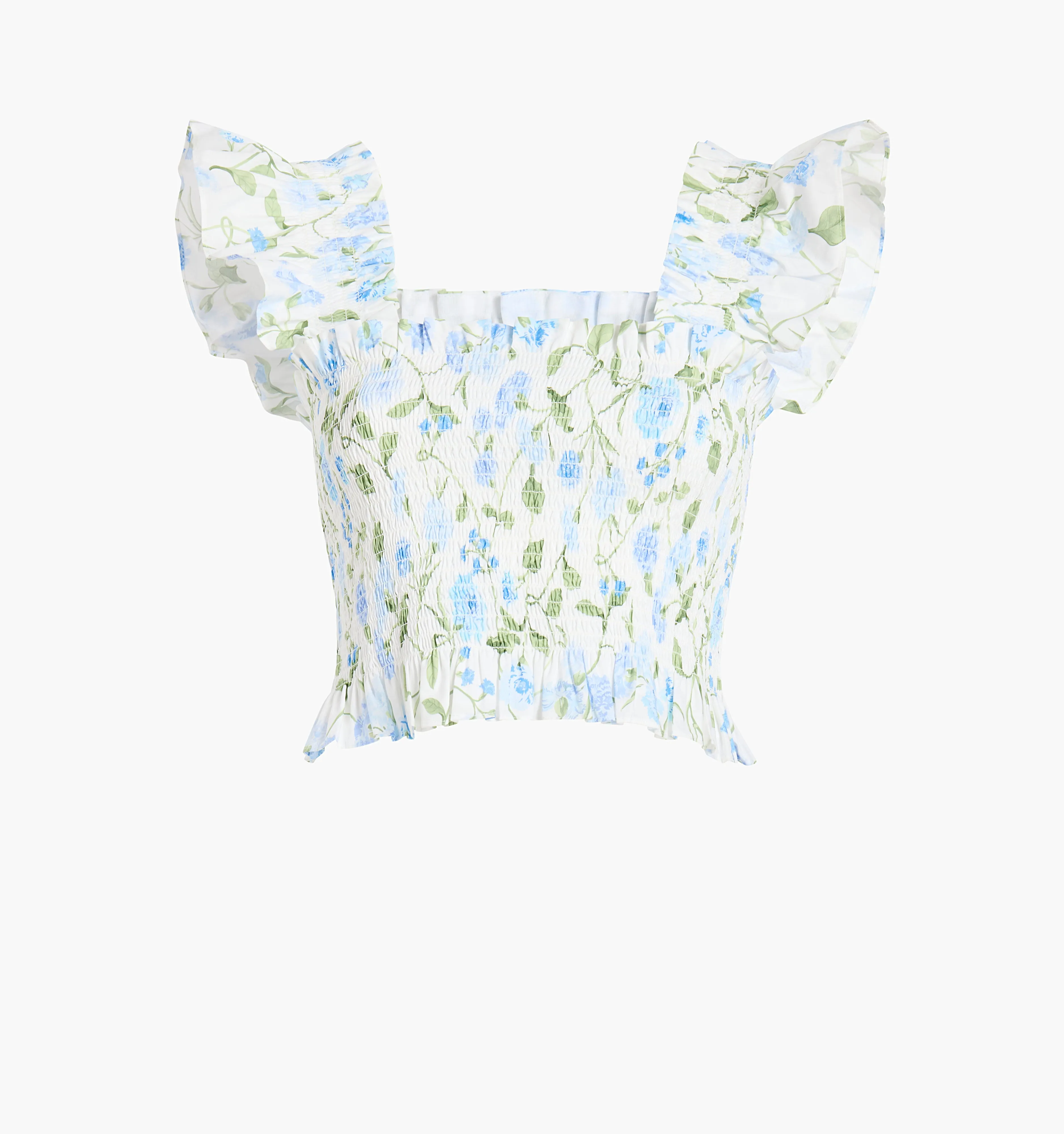 The Paz Nap Top - Blue Peony Bouquet Cotton